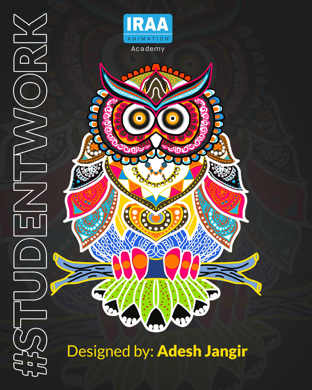 Floral owl design Vector